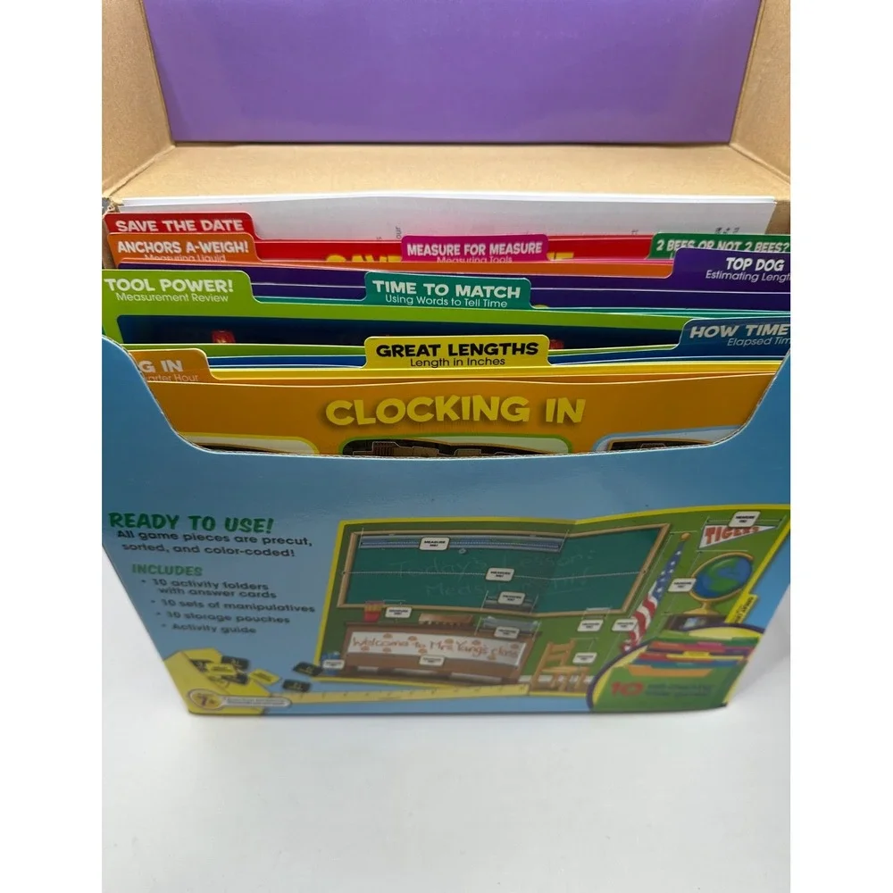 Lakeshore Learning Time & Measurement Elementary Folder Games Grades 2-3 COMPLET
